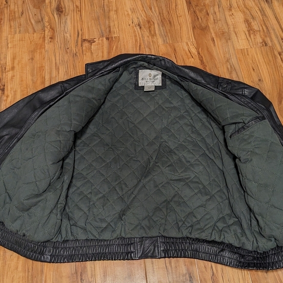 Genuine Leather Bomber Jacket Men's Large Black EUC Biker Bill Blass Vintage - Picture 4 of 6